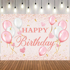 Happy Birthday Backdrop Pink and Rose Golden Party Decorations 5x3ft Banner