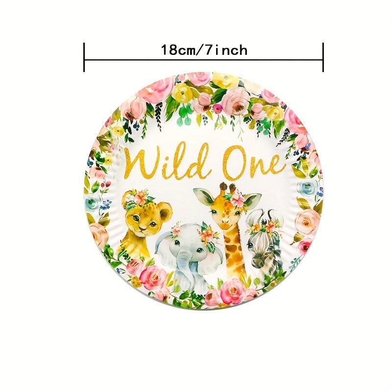 Girl Wild One Birthday Party Supplies - Plates & Napkin Set