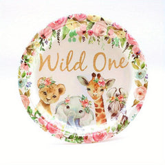 Girl Wild One Birthday Party Supplies - Plates & Napkin Set