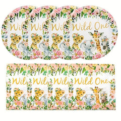 Girl Wild One Birthday Party Supplies - Plates & Napkin Set