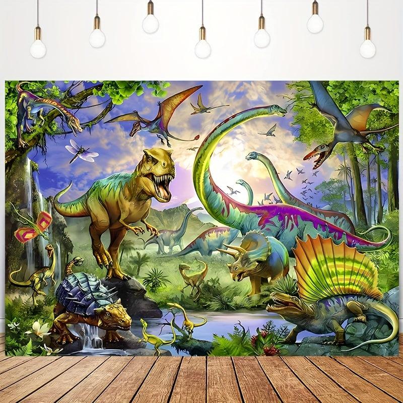 Dinosaur Tapestry Wall Hanging 5x3ft Jurassic Hand Painted Wall Decor