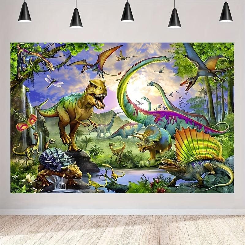 Dinosaur Tapestry Wall Hanging 5x3ft Jurassic Hand Painted Wall Decor