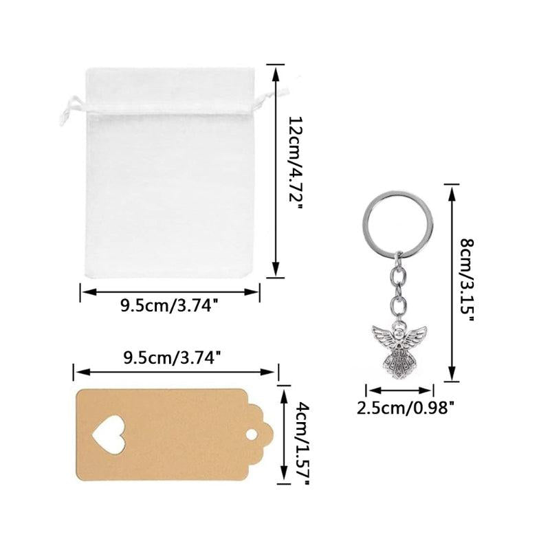 10 Angel Alloy Pendant Keychain Christening Gift Set