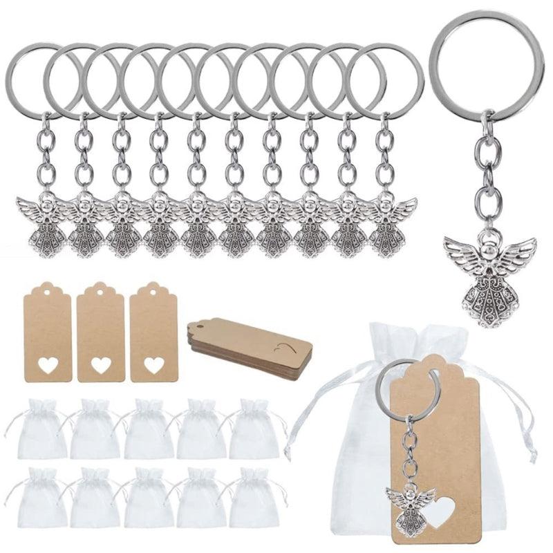 10 Angel Alloy Pendant Keychain Christening Gift Set