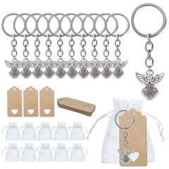 10 Angel Alloy Pendant Keychain Christening Gift Set