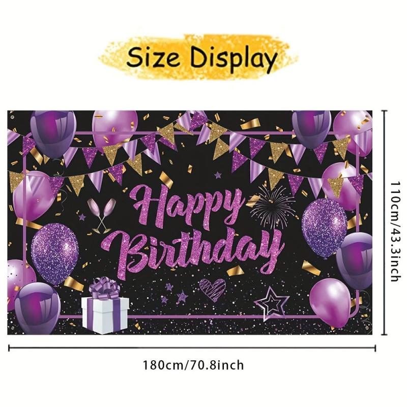 Purple Happy Birthday Banner - Large Party Decoration