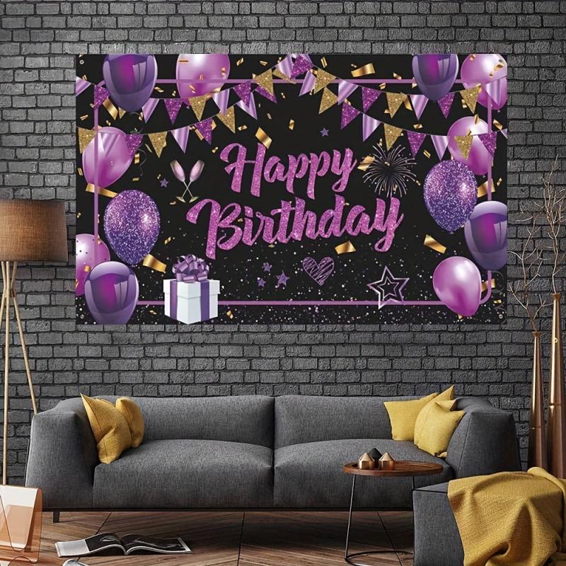 Purple Happy Birthday Banner - Large Party Decoration