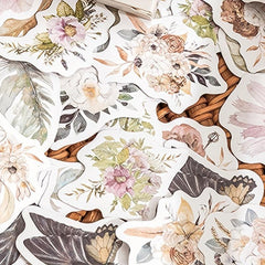 46pcs Retro Plant Handbook Decor Stickers Note Book Paper Material
