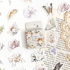 46pcs Retro Plant Handbook Decor Stickers Note Book Paper Material