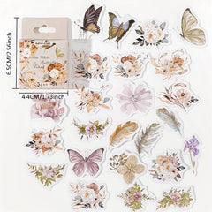 46pcs Retro Plant Handbook Decor Stickers Note Book Paper Material