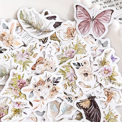 46pcs Retro Plant Handbook Decor Stickers Note Book Paper Material