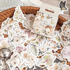 46pcs Retro Plant Handbook Decor Stickers Note Book Paper Material