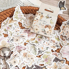 46pcs Retro Plant Handbook Decor Stickers Note Book Paper Material
