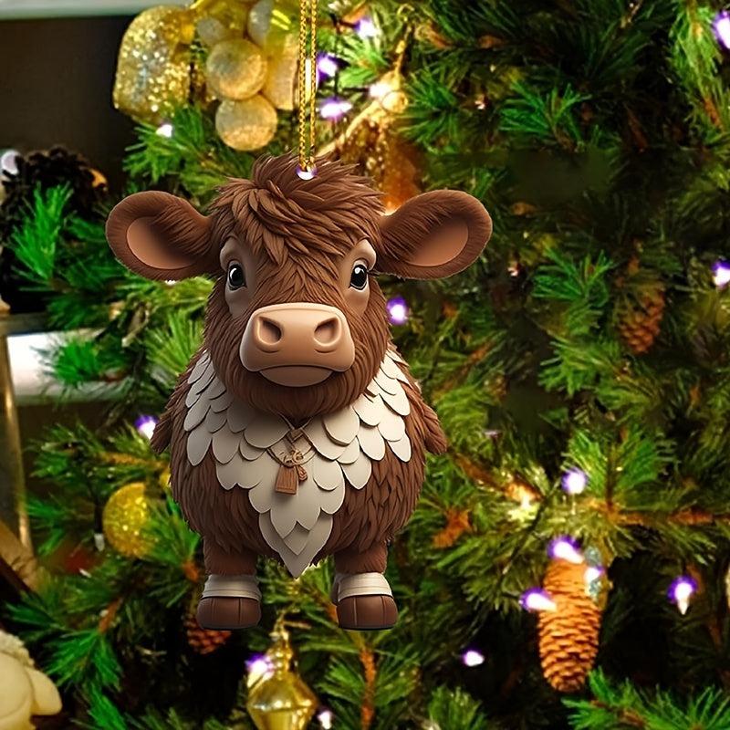 Christmas Cartoon Highland Cow Tree Hanging Decoration 13 Styles