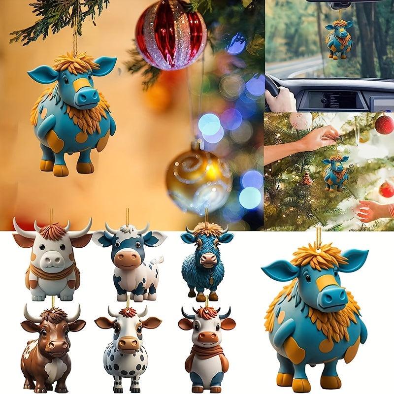 Christmas Cartoon Highland Cow Tree Hanging Decoration 13 Styles