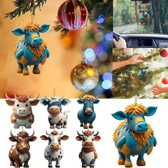 Christmas Cartoon Highland Cow Tree Hanging Decoration 13 Styles