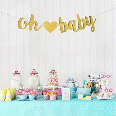 Golden Oh Baby Love Pull Flag for Baby Shower