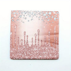 Pink Rose Golden Party Set - 20 Plates & 20 Cups