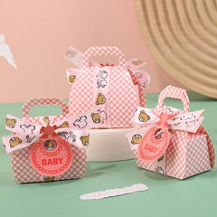 10pcs Pack Party Gift Ribbon Bow Small Card Portable Paper Box