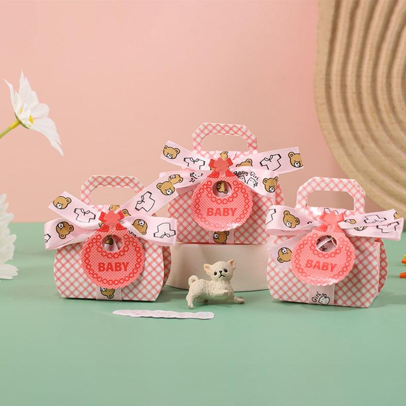 10pcs Pack Party Gift Ribbon Bow Small Card Portable Paper Box