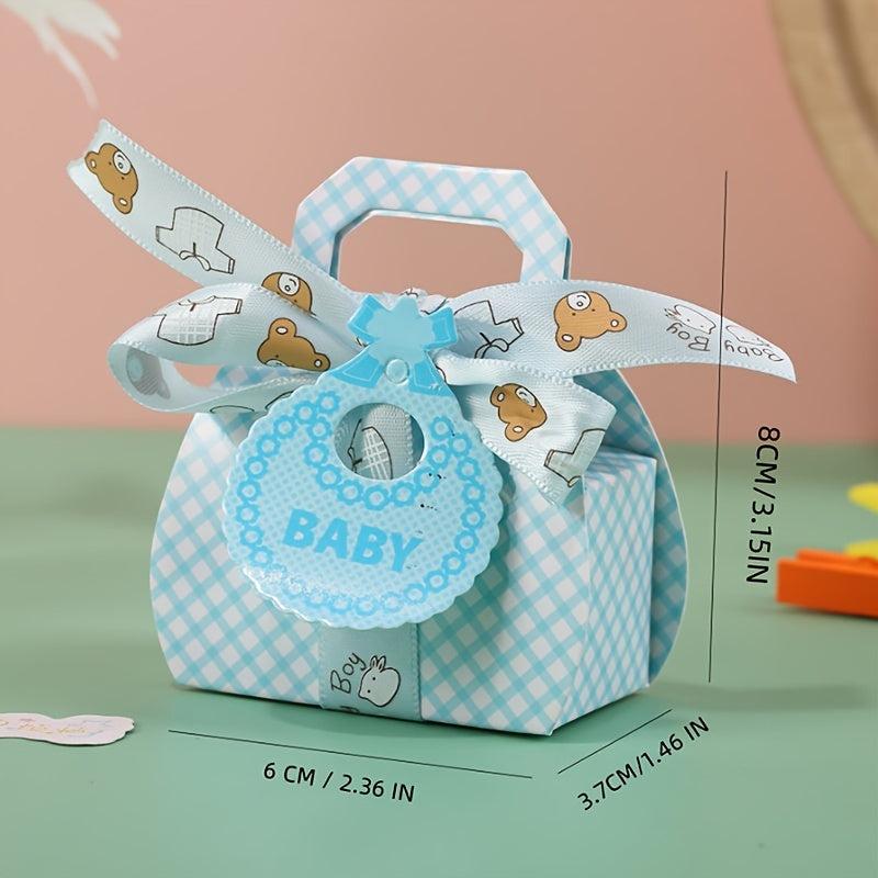 10pcs Pack Party Gift Ribbon Bow Small Card Portable Paper Box