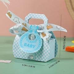 10pcs Pack Party Gift Ribbon Bow Small Card Portable Paper Box