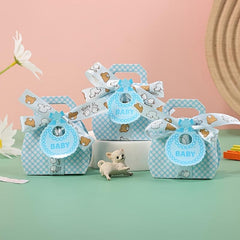 10pcs Pack Party Gift Ribbon Bow Small Card Portable Paper Box