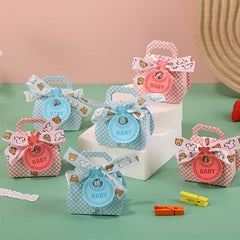 10pcs Pack Party Gift Ribbon Bow Small Card Portable Paper Box
