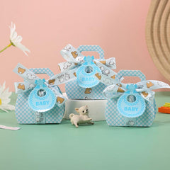 10pcs Pack Party Gift Ribbon Bow Small Card Portable Paper Box