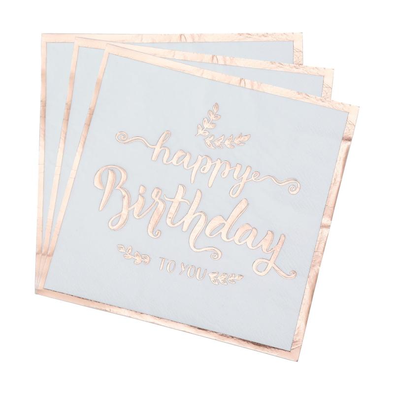 16pcs Rose Golden Hot Stamp Paper Plate Napkin Birthday Party Decor