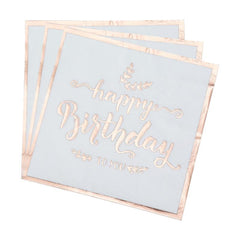 16pcs Rose Golden Hot Stamp Paper Plate Napkin Birthday Party Decor