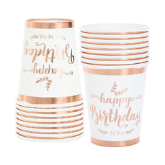 16pcs Rose Golden Hot Stamp Paper Plate Napkin Birthday Party Decor