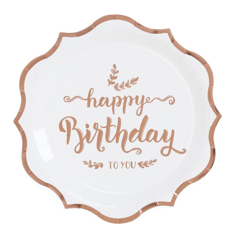 16pcs Rose Golden Hot Stamp Paper Plate Napkin Birthday Party Decor