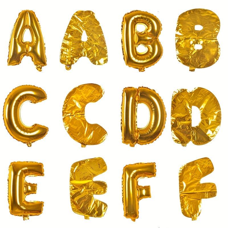 16 Golden Letter Balloons for Birthday Wedding Party Decor