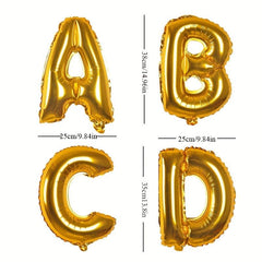 16 Golden Letter Balloons for Birthday Wedding Party Decor