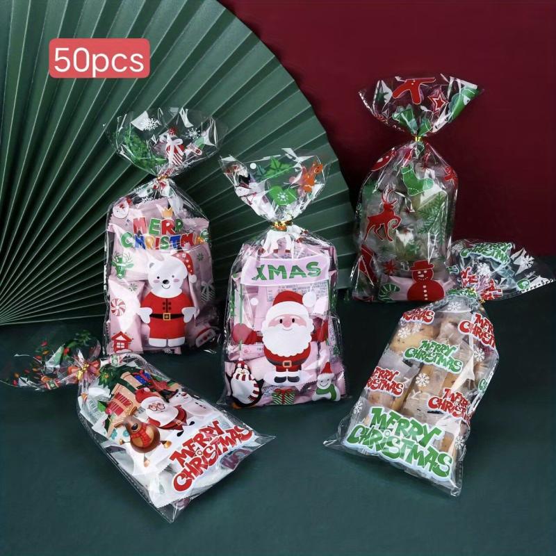 Christmas OPP Flat Mouth Pastry Bag Jewelry Bag Candy Cookie Bread Packaging