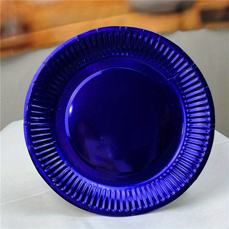 10pcs Disposable Paper Plate 17.78cm Golden and Silvery Party Supplies