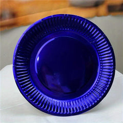 10pcs Disposable Paper Plate 17.78cm Golden and Silvery Party Supplies
