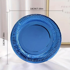 10pcs Disposable Paper Plate 17.78cm Golden and Silvery Party Supplies