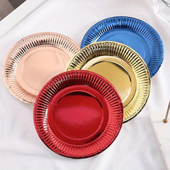 10pcs Disposable Paper Plate 17.78cm Golden and Silvery Party Supplies