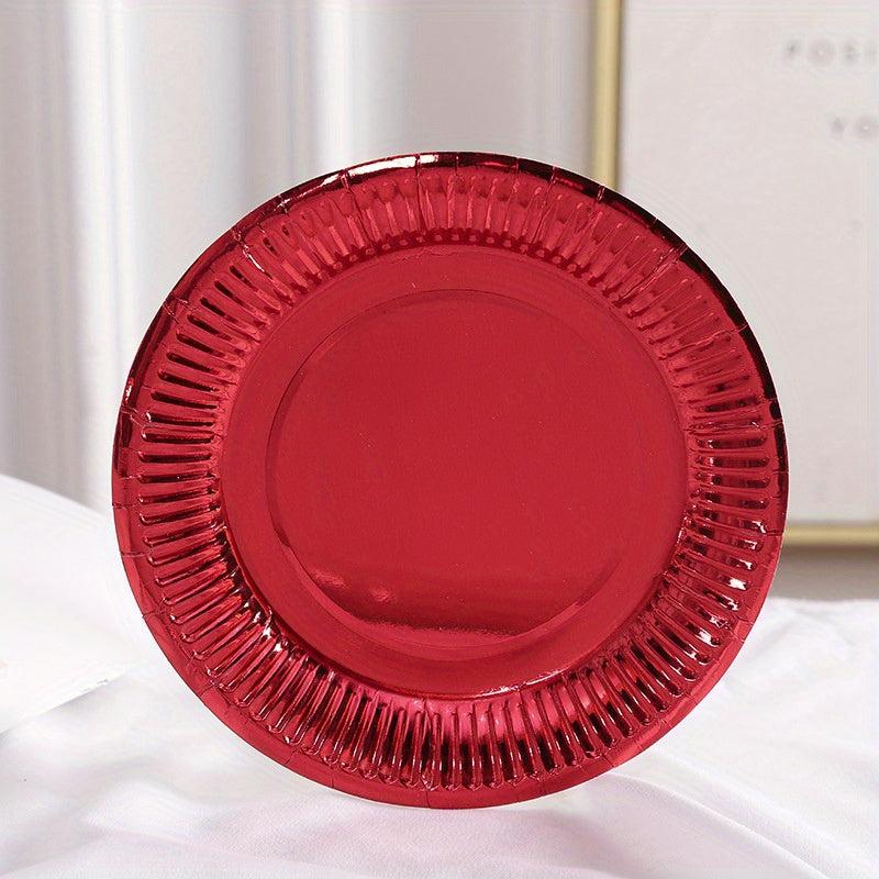 10pcs Disposable Paper Plate 17.78cm Golden and Silvery Party Supplies