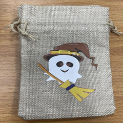 Halloween Burlap Rope Gift Bags with Drawstring for Party
