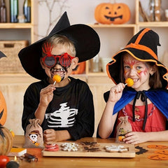 Halloween Burlap Rope Gift Bags with Drawstring for Party