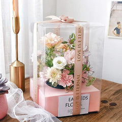 Panoramic Rose Preserved Flower in Square Transparent Packaging