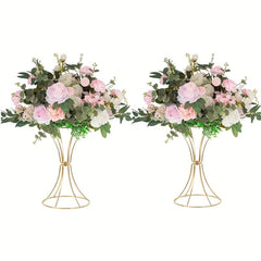 2pcs Golden Flower Vase Stand Centerpieces For Table Metal Trumpet Vase