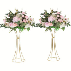 2pcs Golden Flower Vase Stand Centerpieces For Table Metal Trumpet Vase