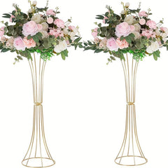 2pcs Golden Flower Vase Stand Centerpieces For Table Metal Trumpet Vase