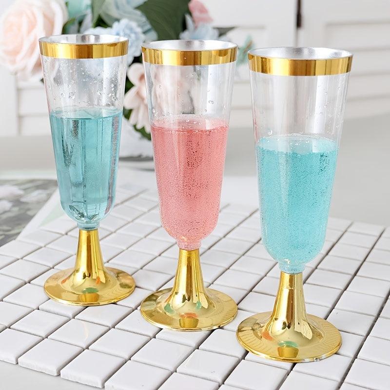 10pcs Disposable Red Wine Glasses Spring Theme Plastic Champagne Wine Glas
