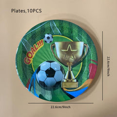 Green Football Trophy Birthday Party Supplies Set