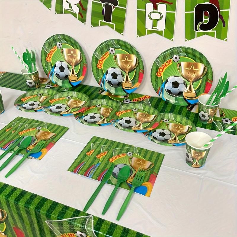 Green Football Trophy Birthday Party Supplies Set